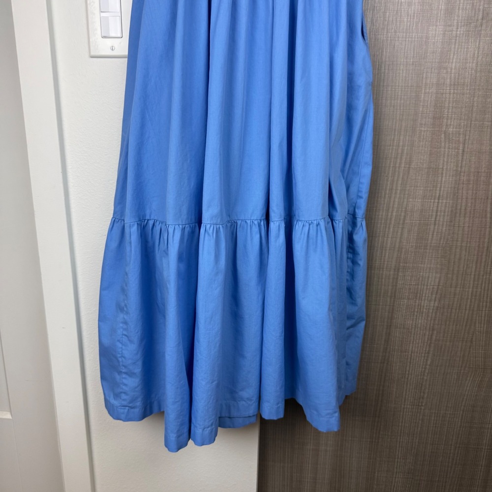 Abercrombie & Fitch Blue Emerson Poplin Puff Sleeve Midi Dress Size Small - Picture 8 of 10